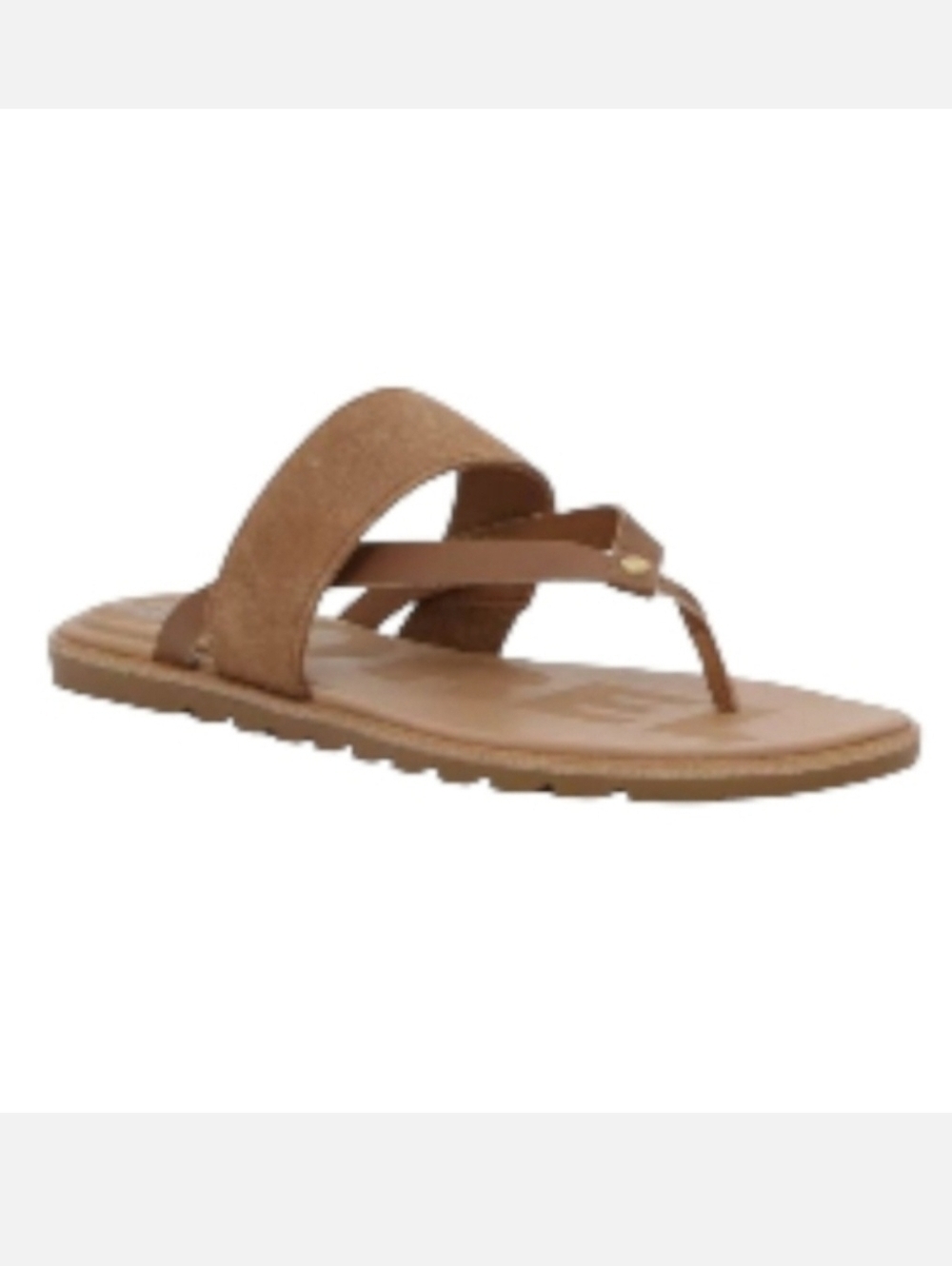 Sorel Ella II Sandals 7 Easy Flip Tan Suede Leather Cushioned Strappy Flats